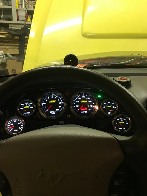 JEGS 6-Gauge Kit With White Analog Dials - Includes Speedometer, Tachometer, Voltmeter, Water Temp, Oil Pressure & Fuel Level Gauges