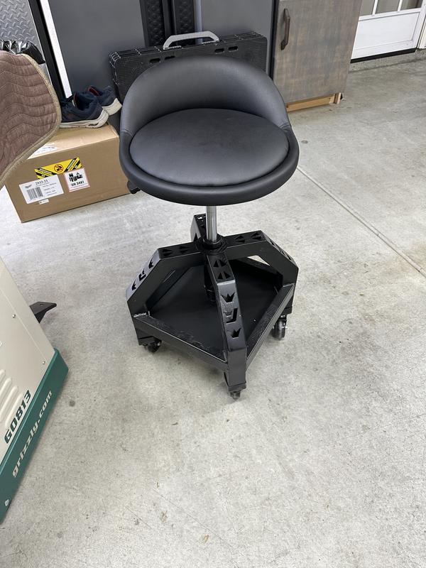 VAPAA TAIDE Rolling Stool With Backrest - Heavy Duty Mobile Chair For Garage & Workshop