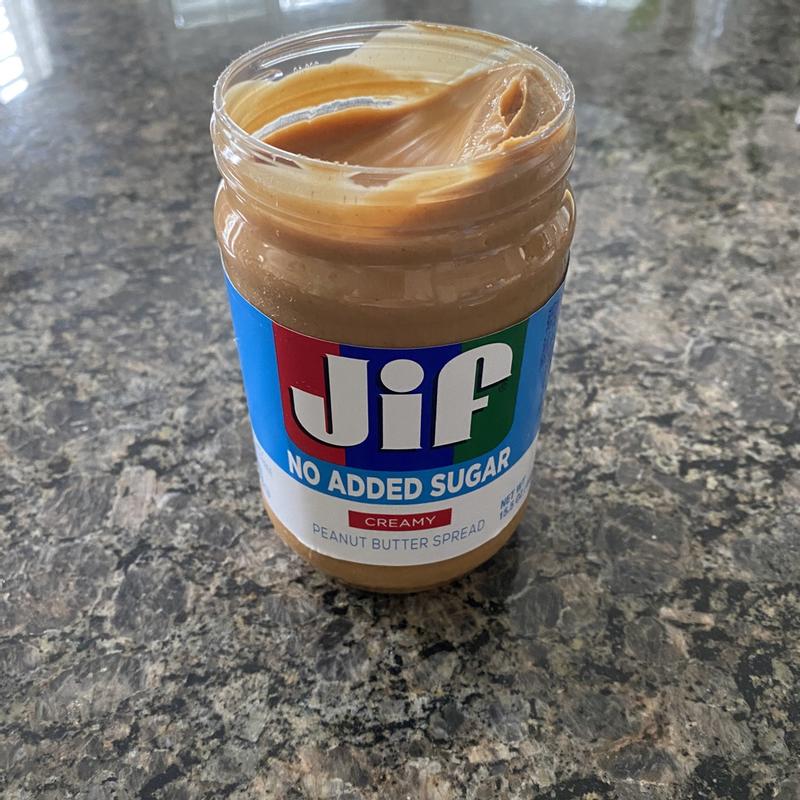 Jif No Added Sugar Creamy Peanut Butter Spread, Smooth, Creamy Texture ...