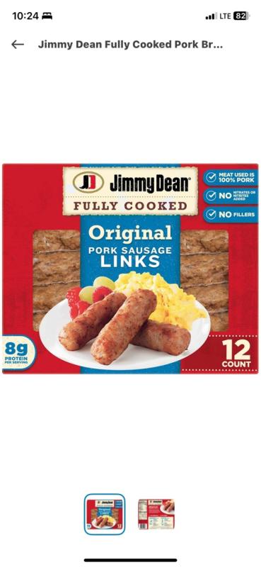 Jimmy Dean® Fully Cooked Original Pork Breakfast Sausage Links, 12