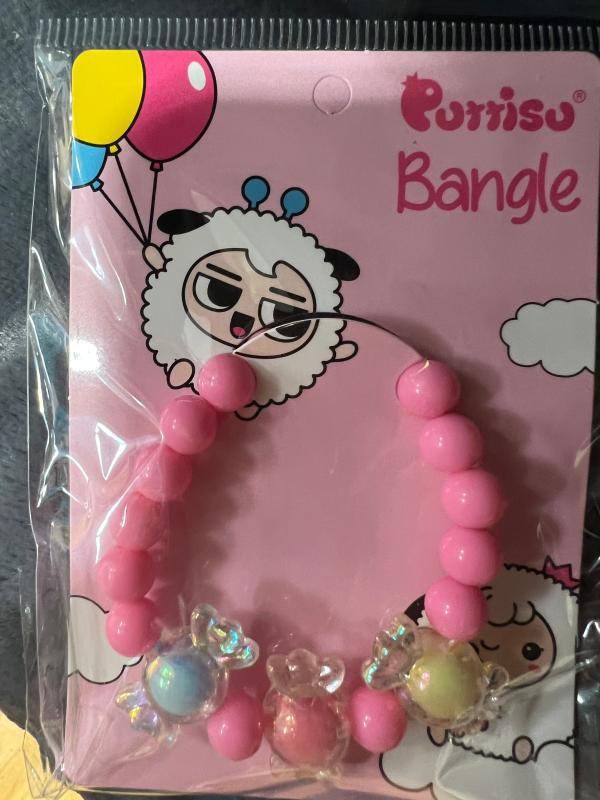 Puttisu Kids' Bead Bangle #02 Candy: Pink Beads with Sweet Candy Accessories  – puttisu-usa