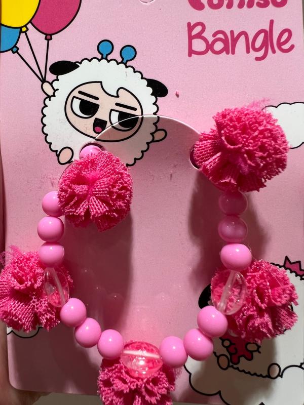 Puttisu Kids' Bead Bangle #02 Candy: Pink Beads with Sweet Candy  Accessories – puttisu-usa