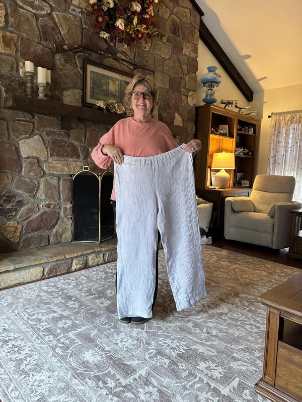 SMOCKED-WAIST COTTON-GAUZE PANTS | JJill