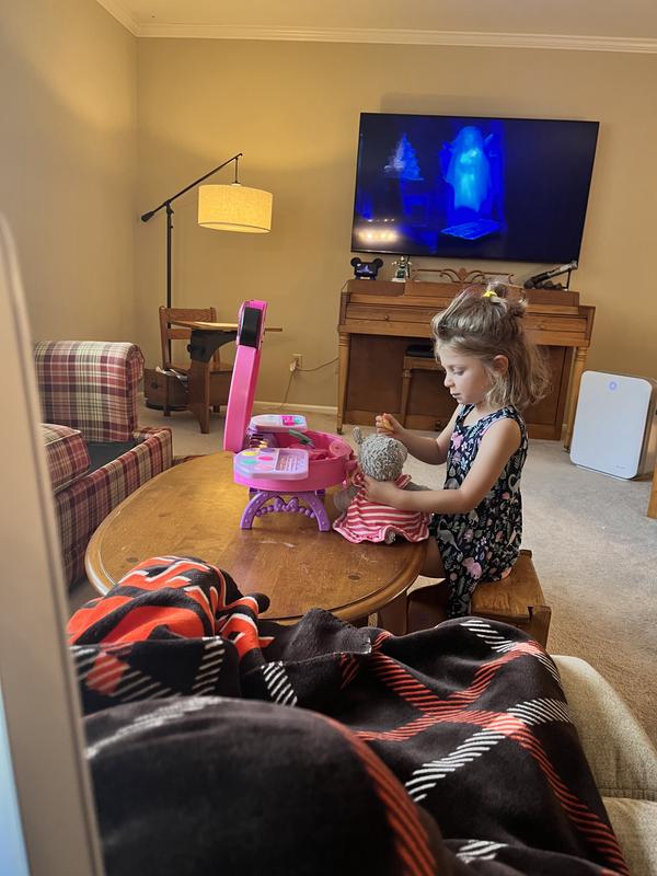 Giving her pup a makeover