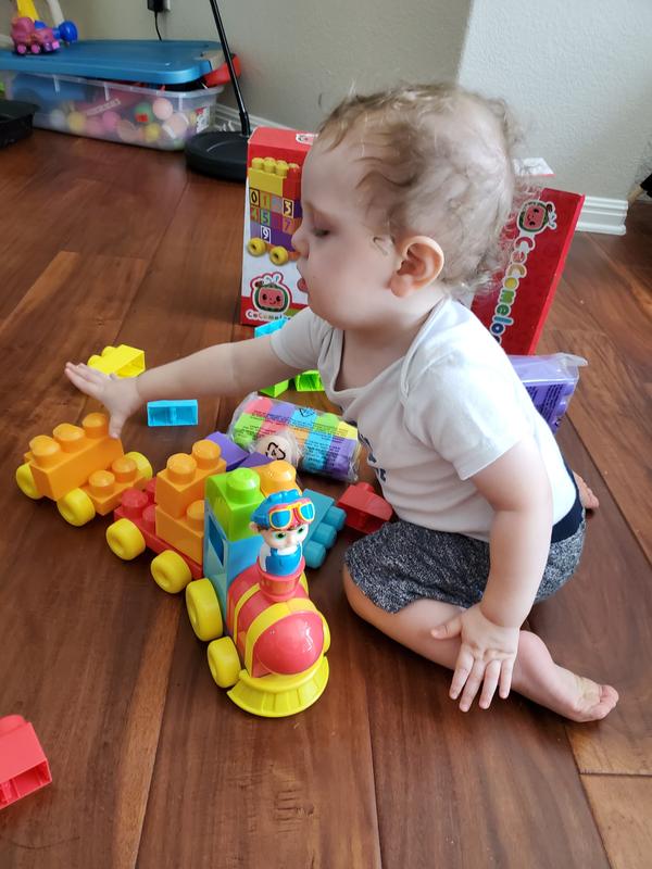 16 month loved building his train