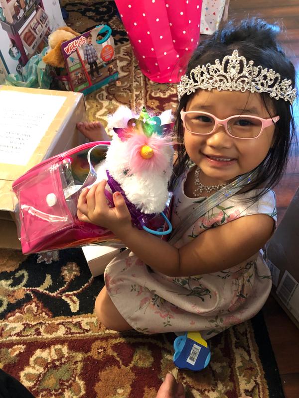 She is so happy when she saw the unicorn!