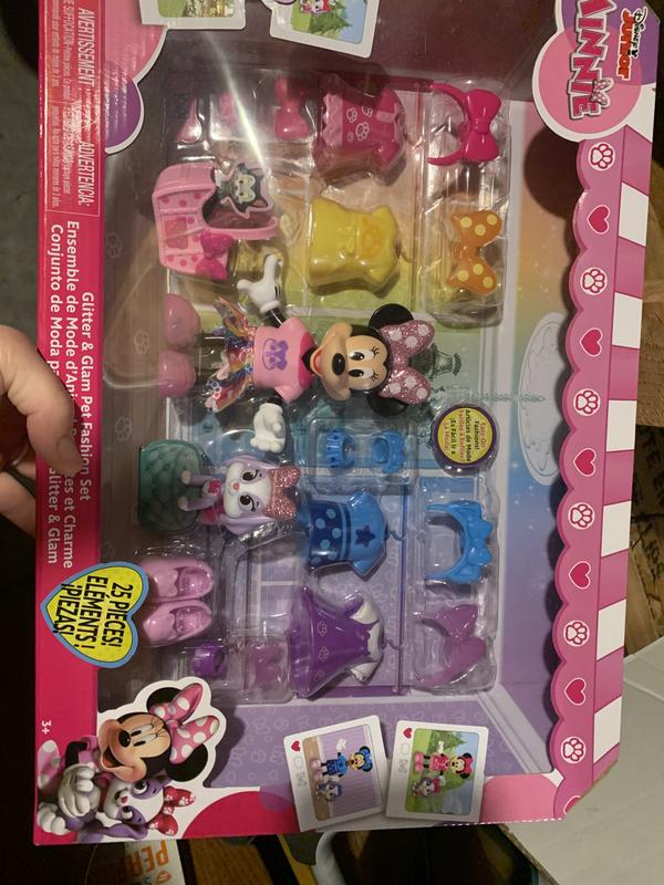 Disney Junior Minnie Mouse Glitter and Glam Pet Fashion Set, 23-piece Doll  and Accessories Set