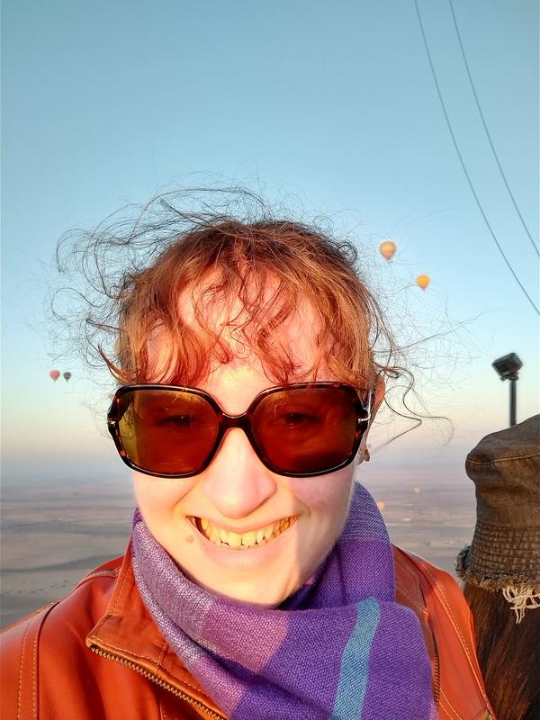 Breezy on a hot air balloon in Morocco