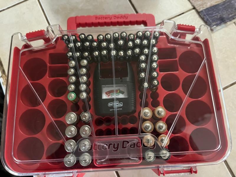 Ontel Battery Daddy Smart – Battery Organizer Storage Case With Tester, Holds Up To 150 Batteries (AA, AAA, C, D, 9V, Button Cells)