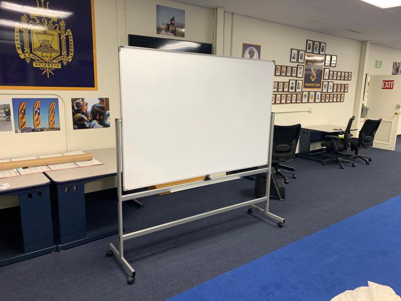 WorkPro Double Sided Mobile Magnetic Dry Erase Whiteboard Easel 36 x 48  Aluminum Frame With Silver Finish - Office Depot