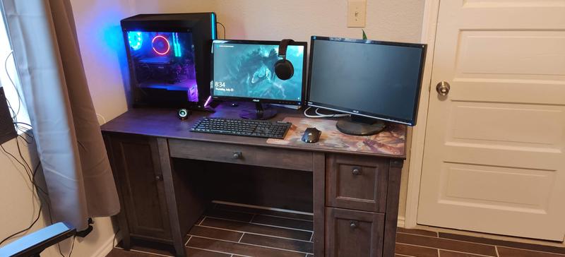 Sauder Carson Forge 60 W Computer Desk Coffee Oak - Office Depot