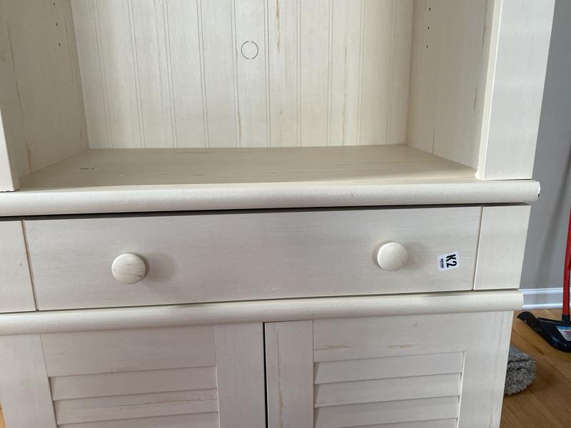 Sauder Harbor View Bookcase With Doors And Drawer 5 Shelf Antiqued