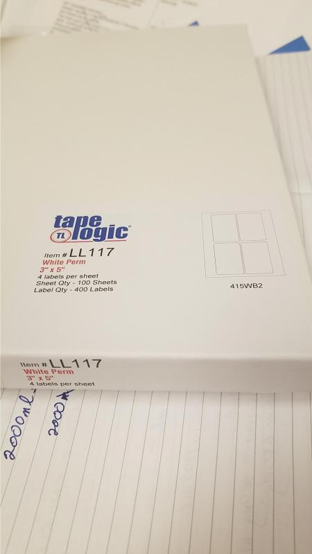 White Pack of 3500 Rectangle 1 1//2 x 1 1//2 Tape Logic LL108 Laser Labels