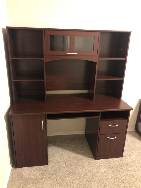 Realspace Landon Desk With Hutch Cherry Office Depot