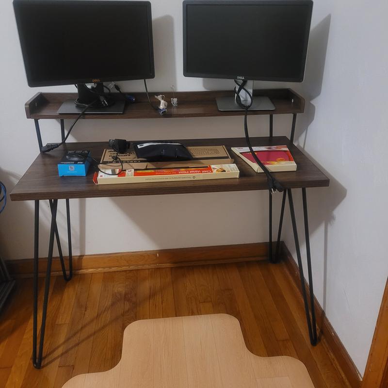 Retro computer desk store with riser