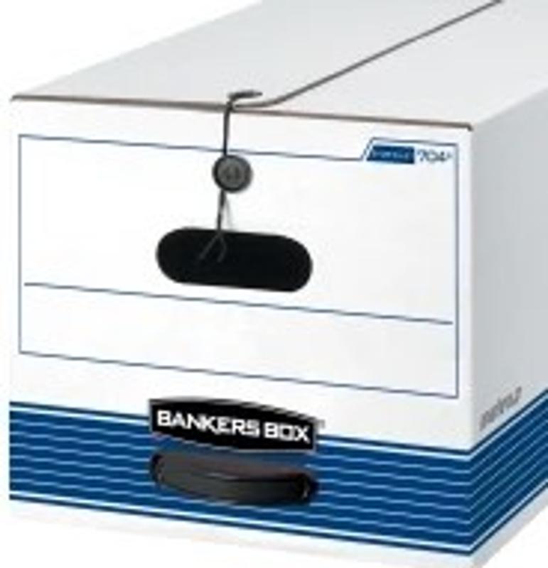 Bankers Box STOR/FILE Basic-Duty Storage Boxes – White/Blue – 4 Per Case – New