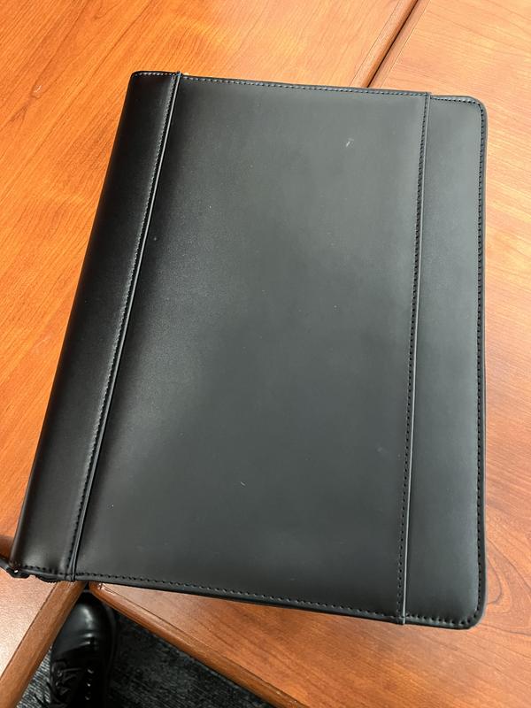 Office Depot Brand Leather Padfolio Zipper Closure Black Office Depot