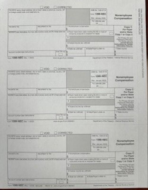 ComplyRight 1099 NEC Tax Forms 4 Part 3 Up Copies ABC Laser 8 12 x 11