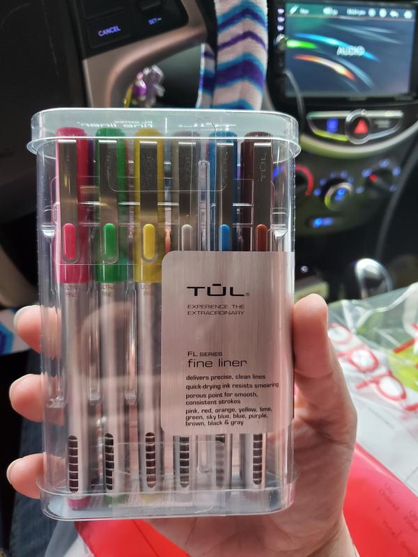 TUL Fine Liner Felt Tip Pens Ultra Fine 0.4 mm Silver Barrel Black