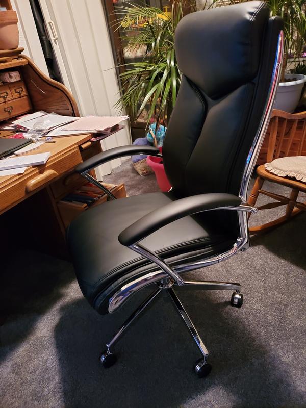 Realspace Modern Comfort Verismo Bonded Leather High Back Executive Chair  BlackChrome BIFMA Compliant - Office Depot