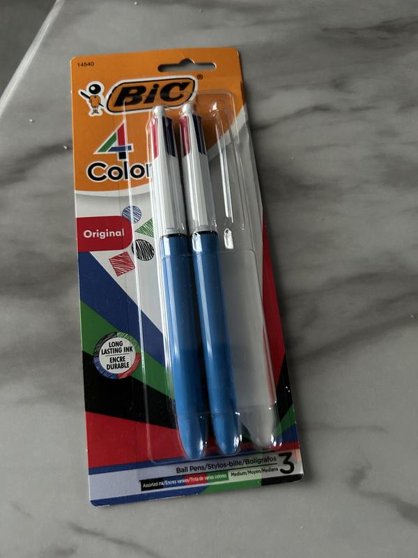 BIC 4 Color Ballpoint Pen, Medium Point (1.0mm), 4 Colors in 1 Set of  Multicolor Pens, 3-Count Pack of Refillable Pens for Journaling and  Organizing