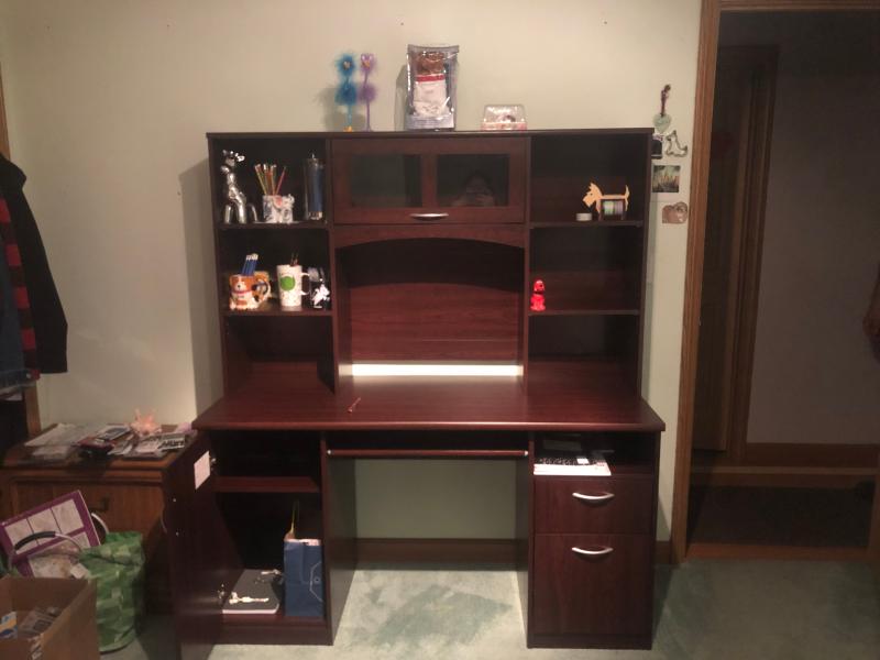 Realspace Landon Desk With Hutch Cherry Office Depot