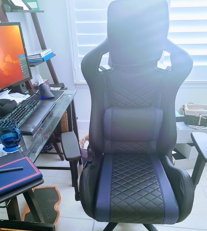 RS Gaming Davanti Vegan Leather High-Back Gaming Chair, Black/Blue, BIFMA  Compliant