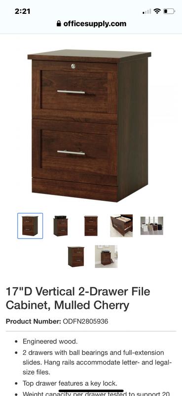 17D Vertical 2-Drawer File Cabinet, Mulled Cherry