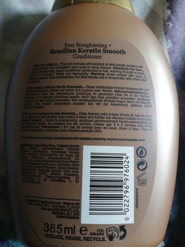 Ogx ever straight hotsell brazilian keratin therapy conditioner