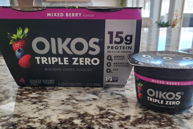 Oikos Triple Zero Mixed Berry Greek Yogurt Pack High Protein