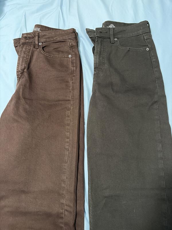 Brown on the left and green on the right