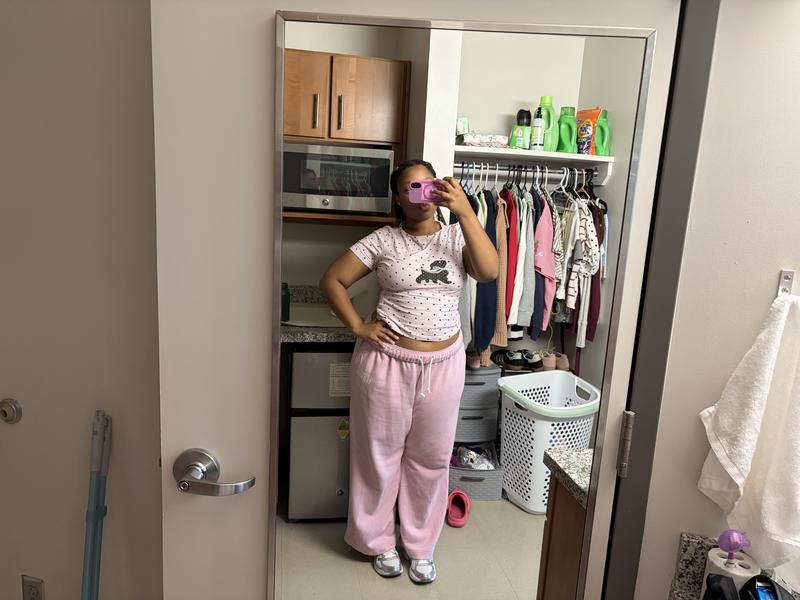 black and pink sweats