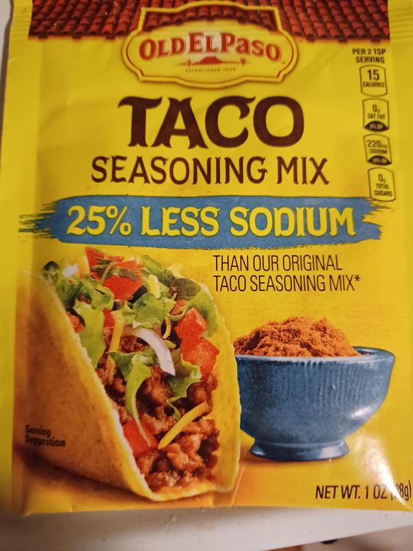 Old El Paso 25% Less Sodium Taco Seasoning Mix, 1 oz Packet
