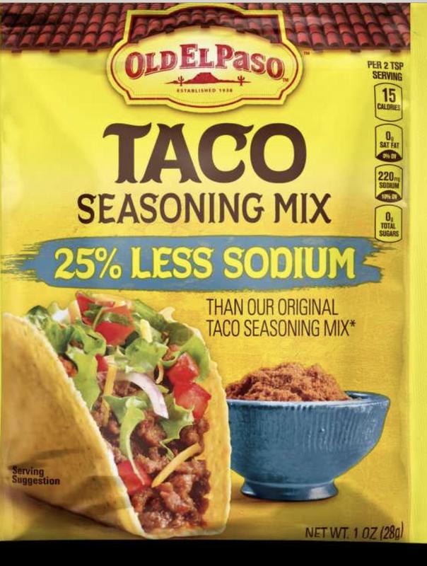 Old El Paso 25% Less Sodium Taco Seasoning Mix, 1 oz