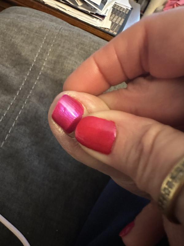 My toes with pretty Pompeii Purple. My finger with ugly new color call pompeii purple