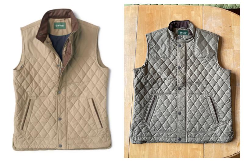 ORVIS Men's Down Quilted Puffer Vest Gray Size: XL Full Zip Outdoor Fishing