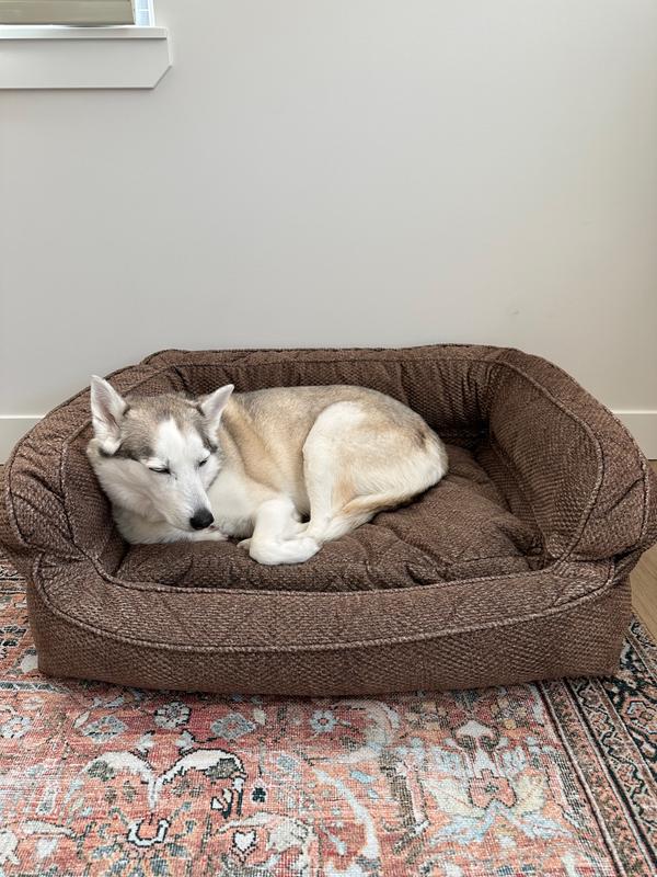 Orvis ComfortFill-Eco Bolster Dog Bed, Brown Tweed / SM