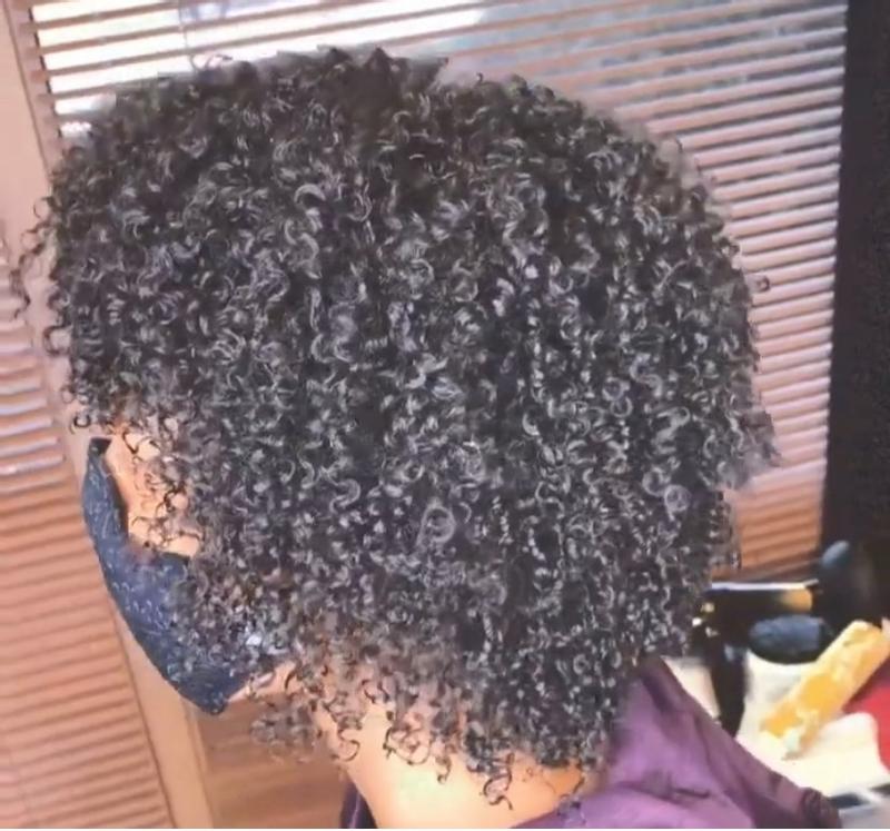 Hair after applying curl gelee and dried!