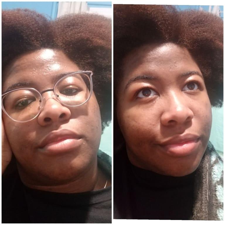 Immediate before and after from using Origins Original Skin Matte