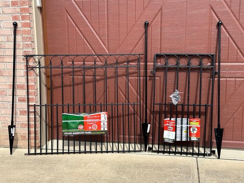 YARDLINK Grand Ambrose 3-ft H x 4-ft W Powder Coated Galvanized Steel Decorative Metal Flat-top No Dig Decorative Fence Panel