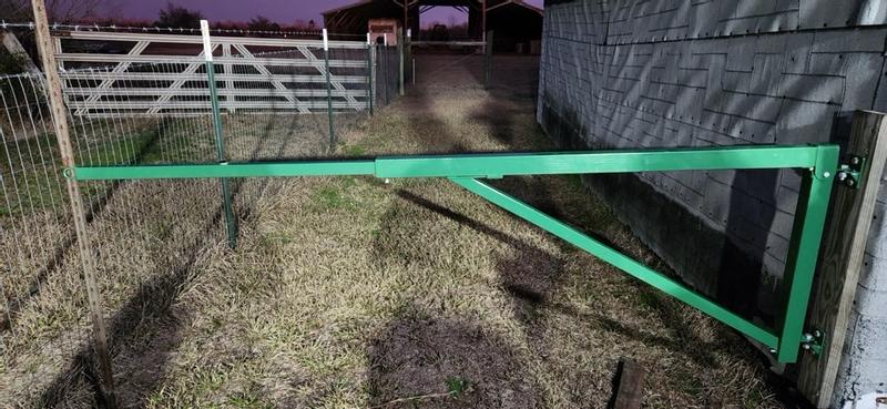 FIRST DEFENSE 11.76-ft x 2.37-ft Green Steel Driveway Gate