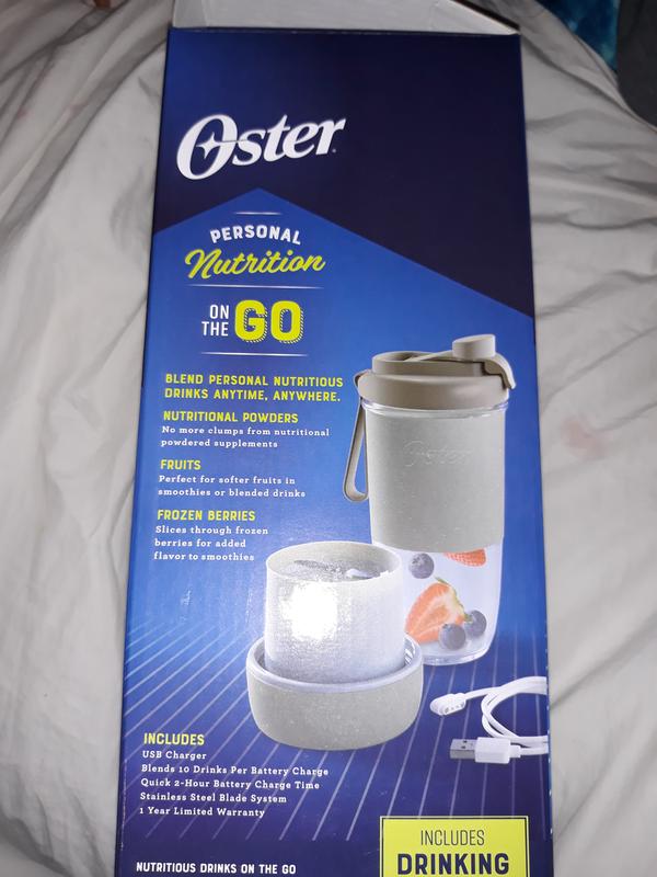 Oster Blend Active Portable Blender with Drinking Lid, USB Gray- New In Box