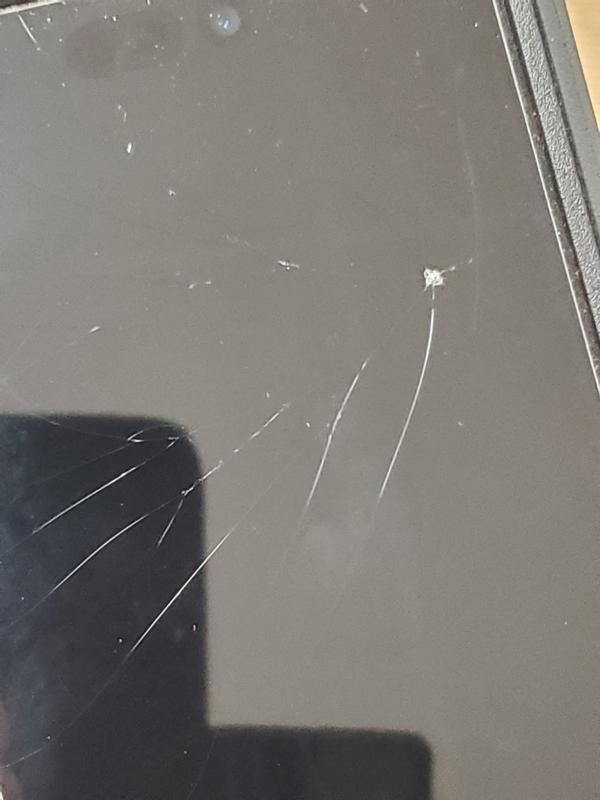 Crack on screen from phone unclipping from case.