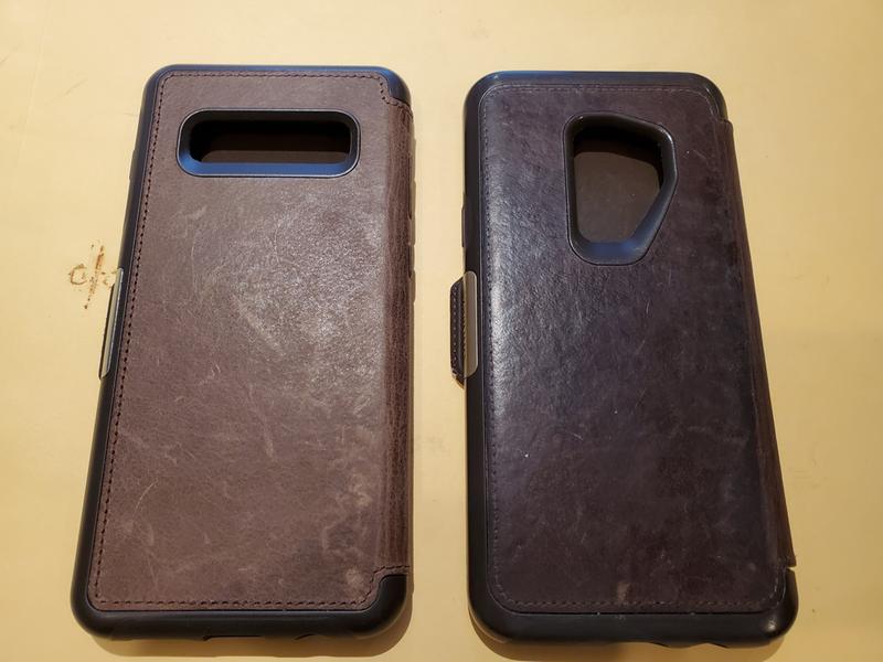 Otterbox Strada case Brown Expresso rear of Galaxy 10+ and Galaxy 9+
