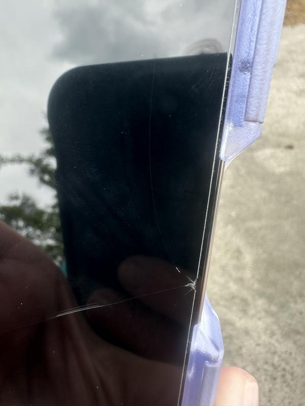 The chip occurred on the exposed edge of the screen. It has now cracked further extending out from that chip