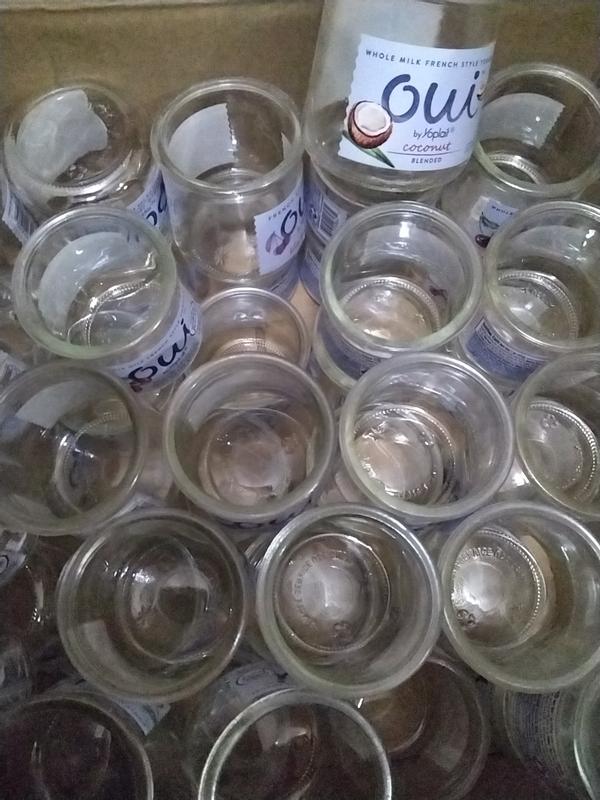 Lot of 6 Empty OUI Yogurt Glass Jars 5 oz 141g