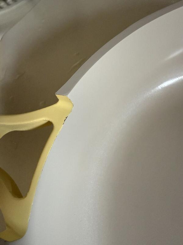 Customer photo for "Yellow is impossible to keep; peeling, scratching."