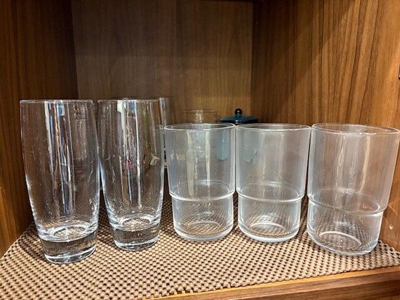 Customer photo for "Clear glasses can’t go through dishwasher without picking up residue"