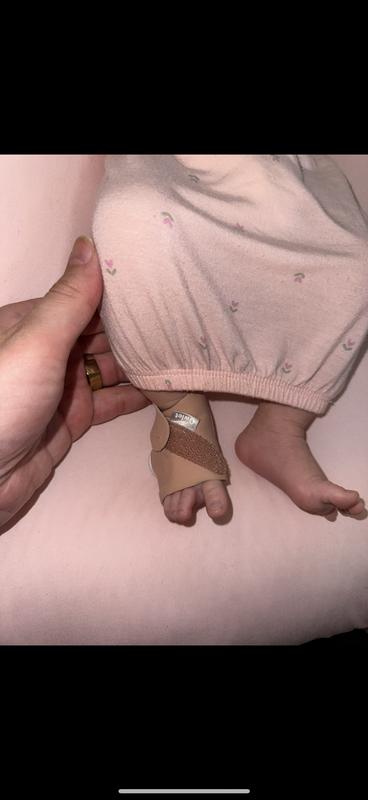 The sock on my daughter! She doesn’t mind it at all, the material is very soft.