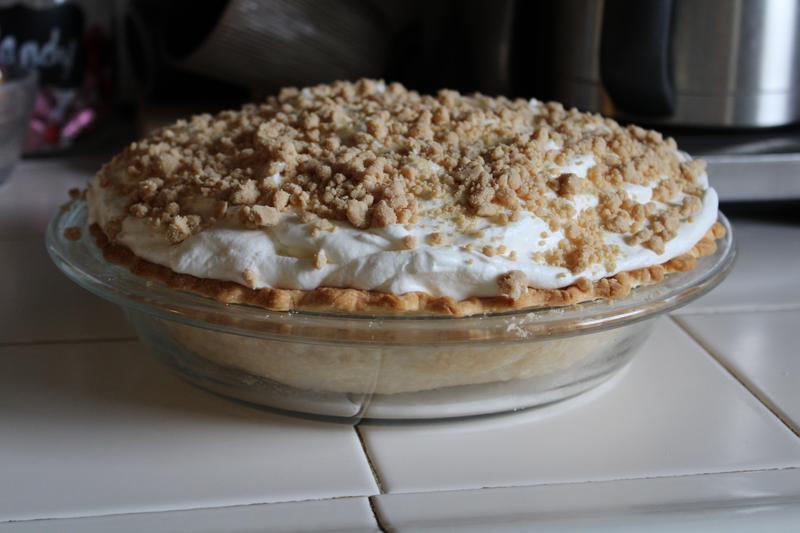 My Peanut Butter Cream Pie with extra Whipped Cream!